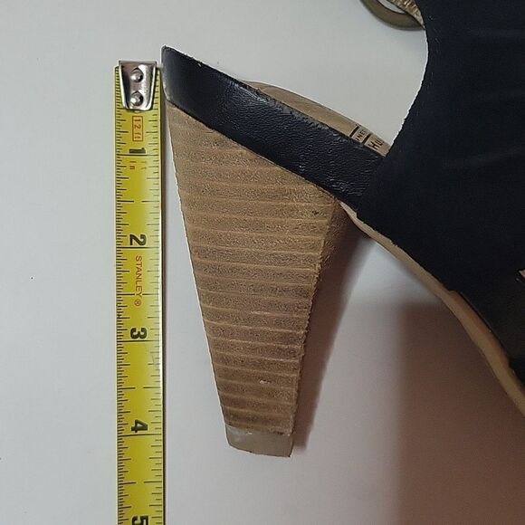 Hush Puppies Black Suede Leather Heeled Sandals - Picture 13 of 15